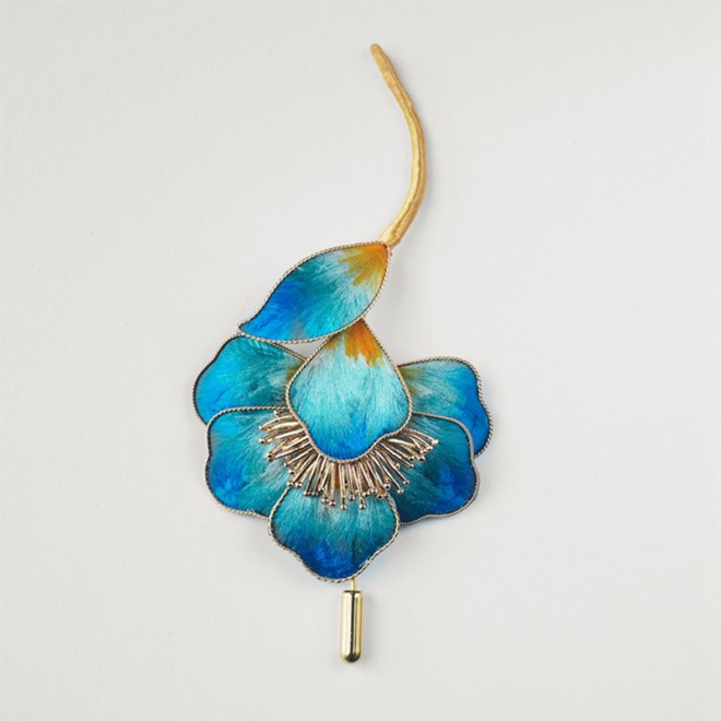 New Chinese-style Non-Heritage Velvet Flower Brooch