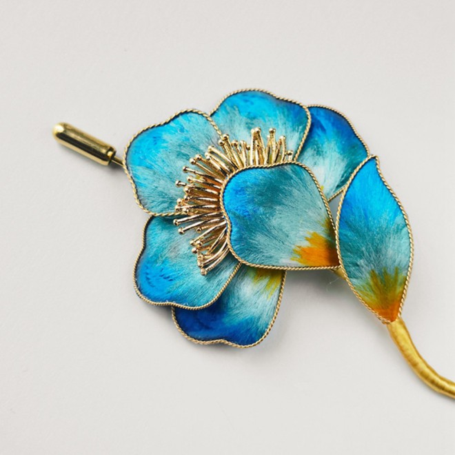 New Chinese-style Non-Heritage Velvet Flower Brooch