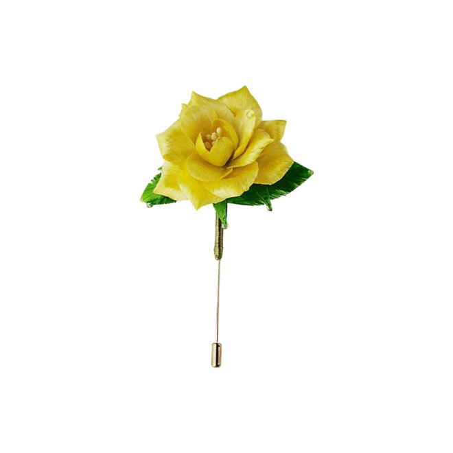 Intangible Cultural Heritage Velvet Flower Yellow Rose Brooch