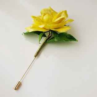 Intangible Cultural Heritage Velvet Flower Yellow Rose Brooch