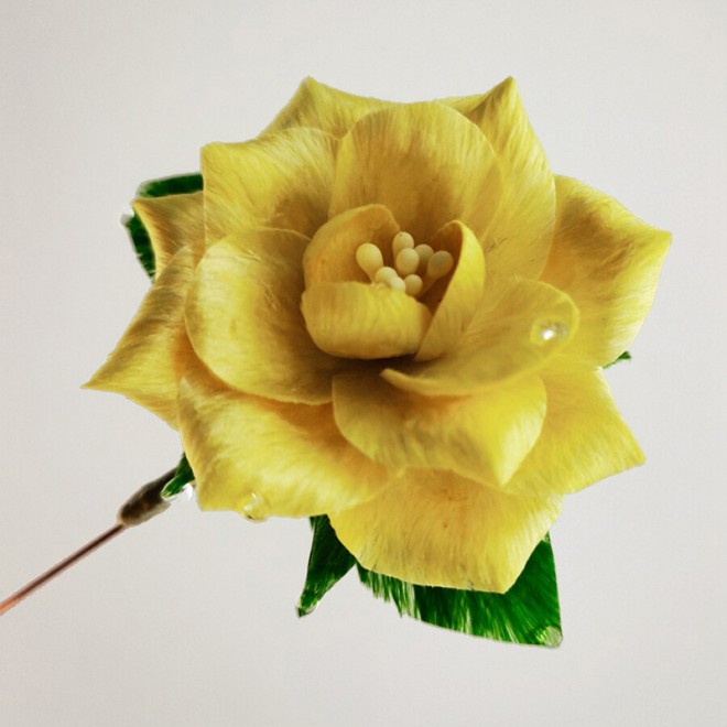 Intangible Cultural Heritage Velvet Flower Yellow Rose Brooch