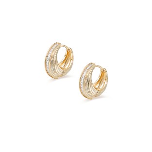 Twisted Diamond-Inlaid Golden Ear Hoops