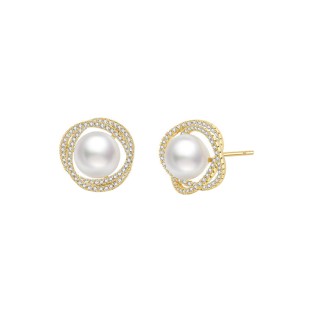 Surround Pearl Gold Light Luxury Ear Hoops