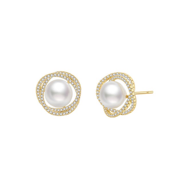 Surround Pearl Gold Light Luxury Ear Hoops
