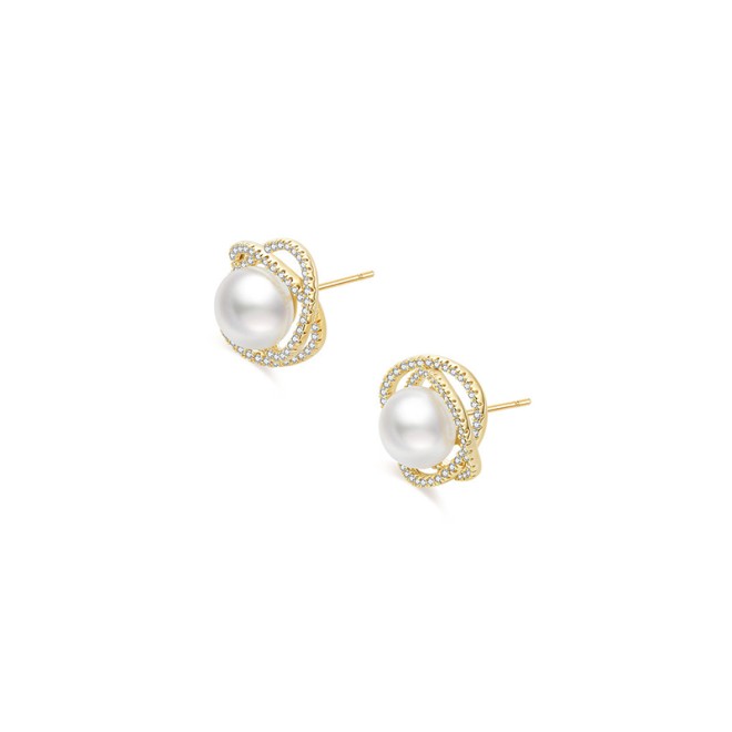 Surround Pearl Gold Light Luxury Ear Hoops