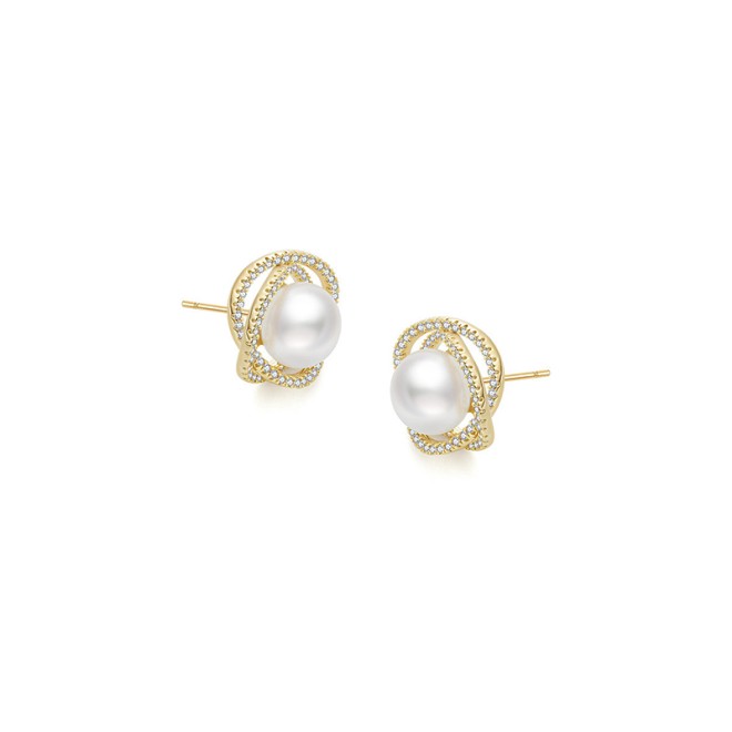 Surround Pearl Gold Light Luxury Ear Hoops