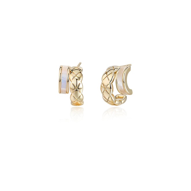 Woven Texture Spliced Ear Clasp Elegant Earrings
