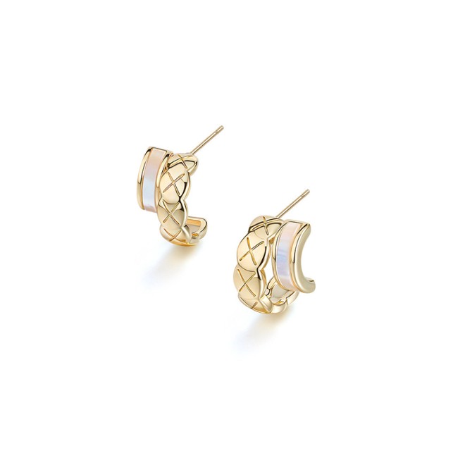 Woven Texture Spliced Ear Clasp Elegant Earrings