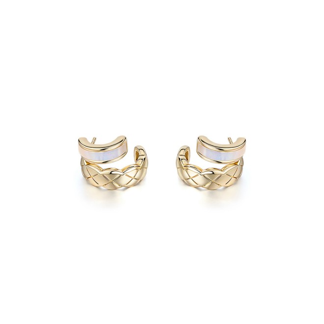 Woven Texture Spliced Ear Clasp Elegant Earrings