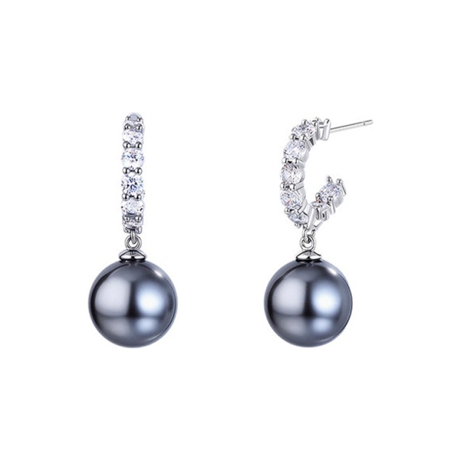 Round Bead Crystal Stone Ear Studs