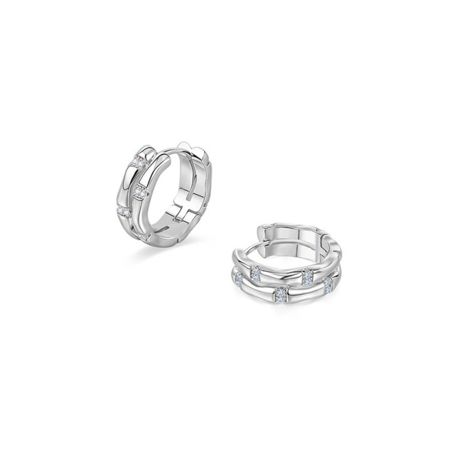 Double Layer Interlocking Sparkling Diamond Ear Studs