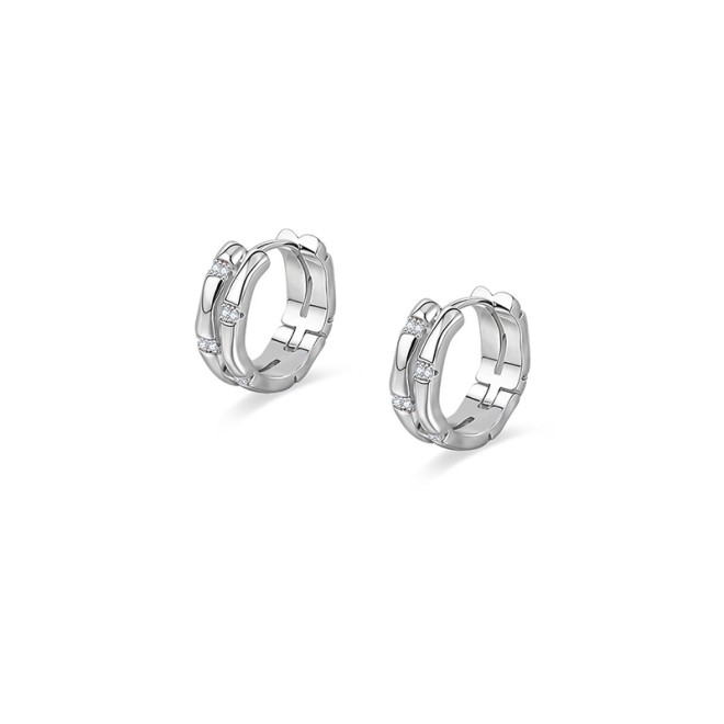 Double Layer Interlocking Sparkling Diamond Ear Studs