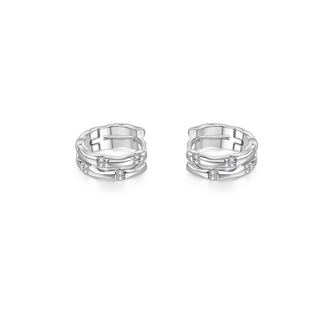 Double Layer Interlocking Sparkling Diamond Ear Studs