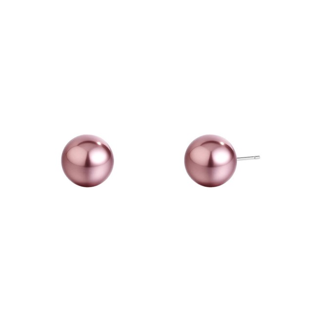Round Pink Purple Pearl Earrings