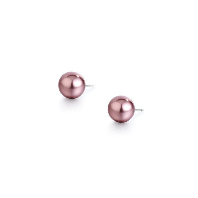 Round Pink Purple Pearl Earrings