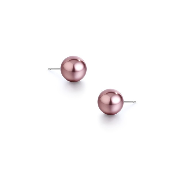 Round Pink Purple Pearl Earrings