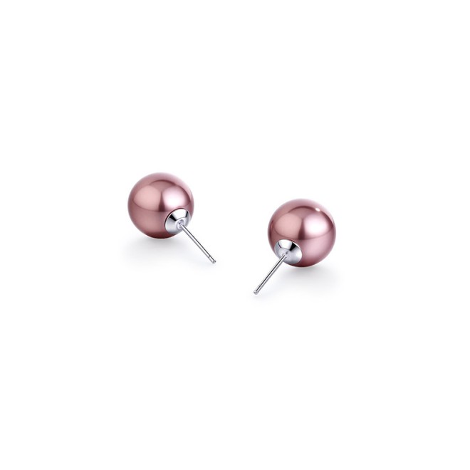Round Pink Purple Pearl Earrings