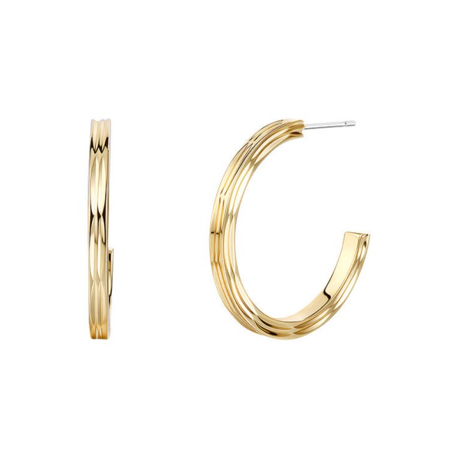 Ripple Semi-Circle Gold Hoop Earrings