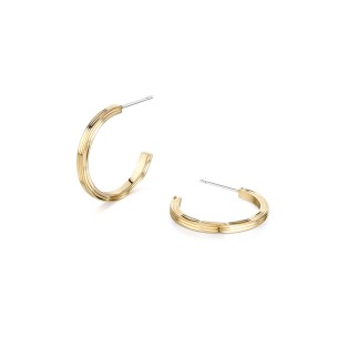 Ripple Semi-Circle Gold Hoop Earrings
