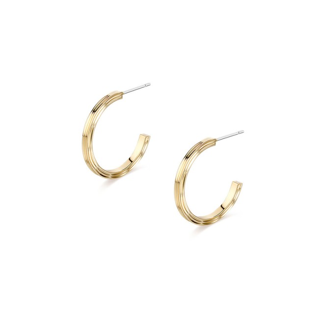 Ripple Semi-Circle Gold Hoop Earrings