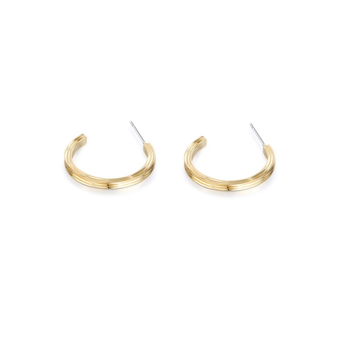 Ripple Semi-Circle Gold Hoop Earrings