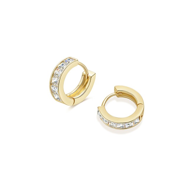 Simple and Elegant Full Diamond Shining Ear Hoops