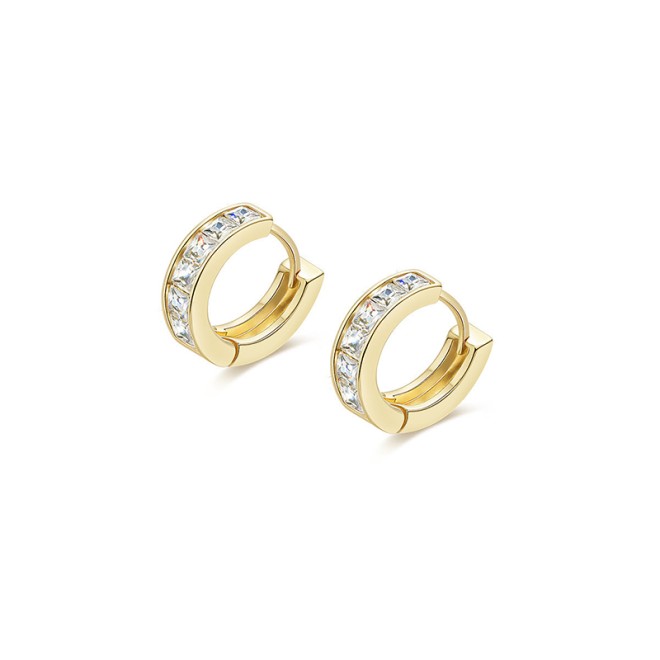 Simple and Elegant Full Diamond Shining Ear Hoops