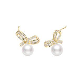 Pearl Bow Retro Earrings
