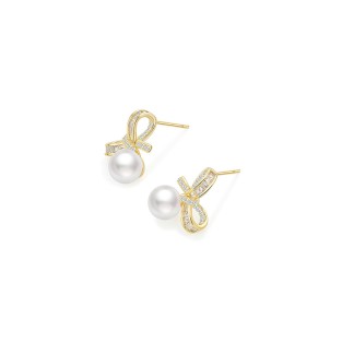 Pearl Bow Retro Earrings