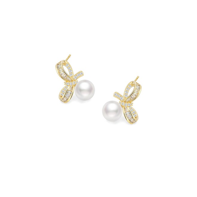 Pearl Bow Retro Earrings