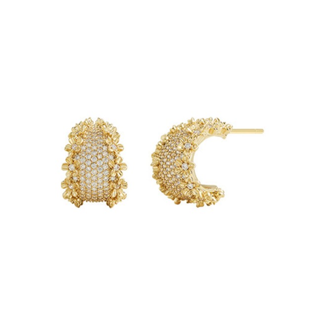 Semi-Circle Design S925 Silver Needle Earrings