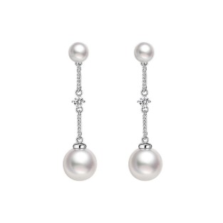 French Double Pearl Streamline Pearl Earrings