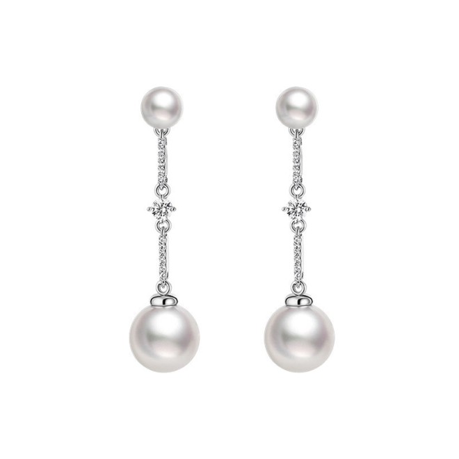 French Double Pearl Streamline Pearl Earrings