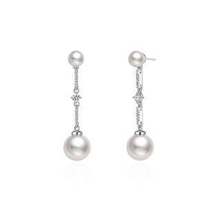 French Double Pearl Streamline Pearl Earrings