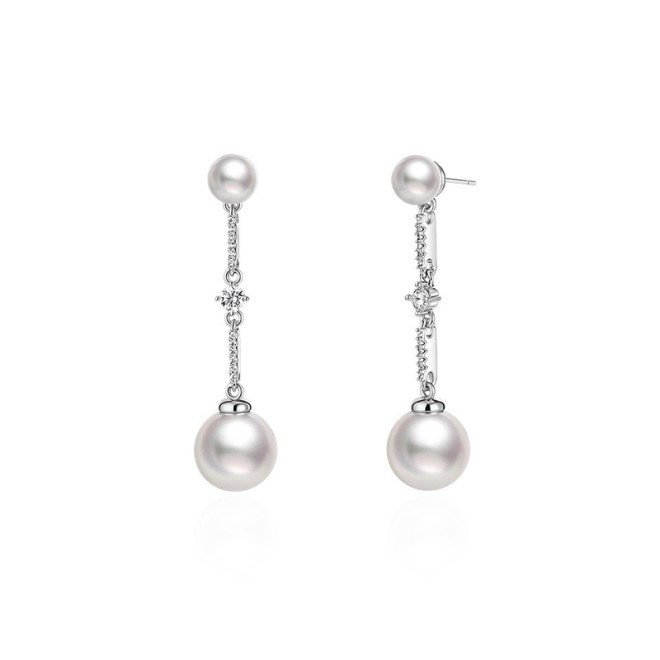 French Double Pearl Streamline Pearl Earrings