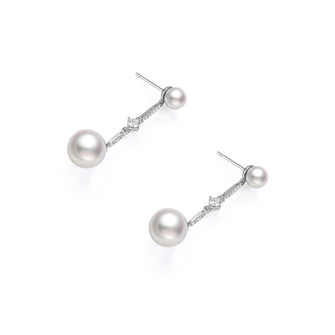 French Double Pearl Streamline Pearl Earrings