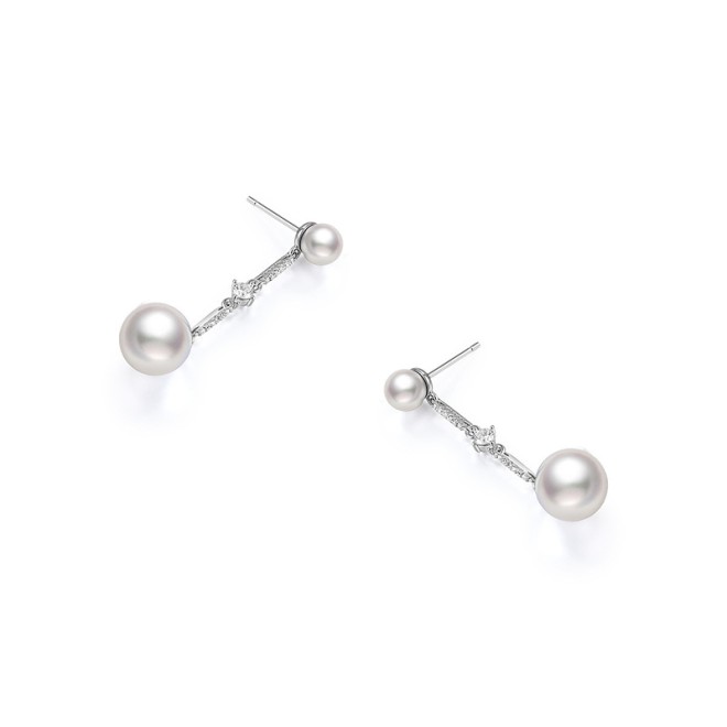 French Double Pearl Streamline Pearl Earrings