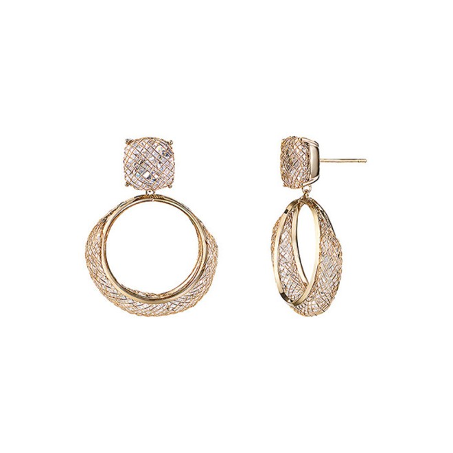 Light Coffee Gold Zircon Design Earrings