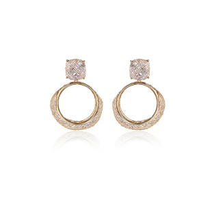 Light Coffee Gold Zircon Design Earrings
