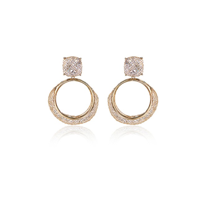 Light Coffee Gold Zircon Design Earrings