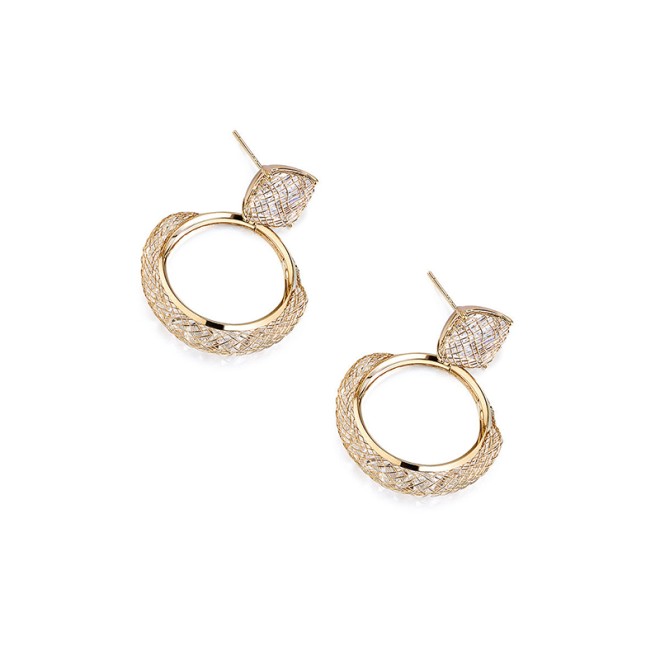 Light Coffee Gold Zircon Design Earrings