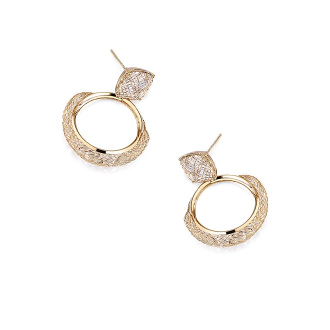 Light Coffee Gold Zircon Design Earrings