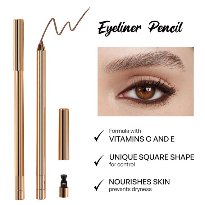Waterproof Long-Lasting Gel Eyeliner Pencil Smooth Creamy Texture Black Brown
