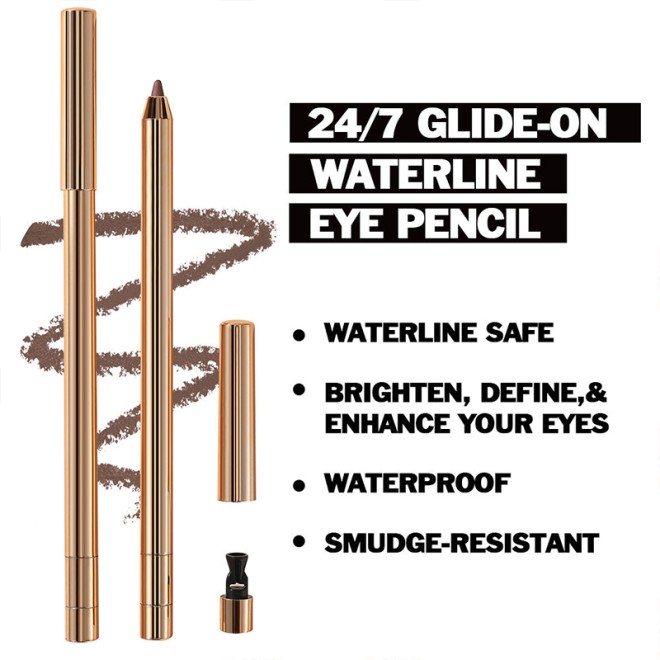 Waterproof Long-Lasting Gel Eyeliner Pencil Smooth Creamy Texture Black Brown