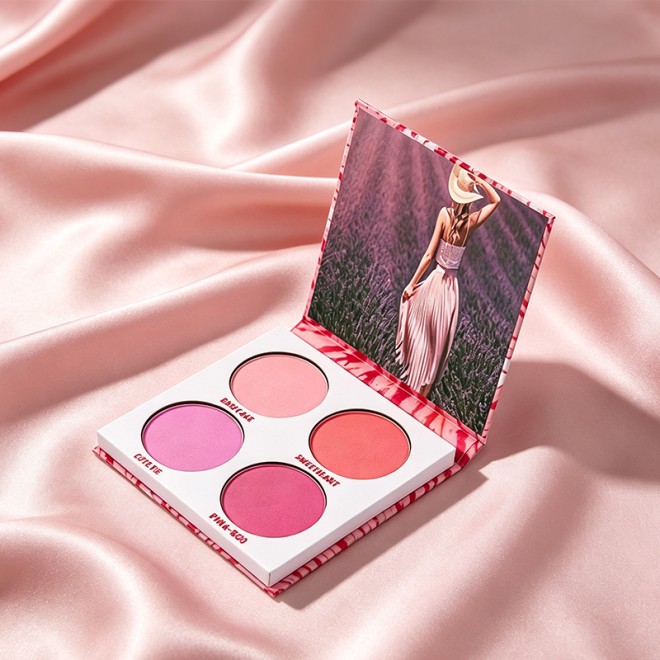 Four-Color Eyeshadow Palette Matte Waterproof Long-Lasting Vegan Bright Pink