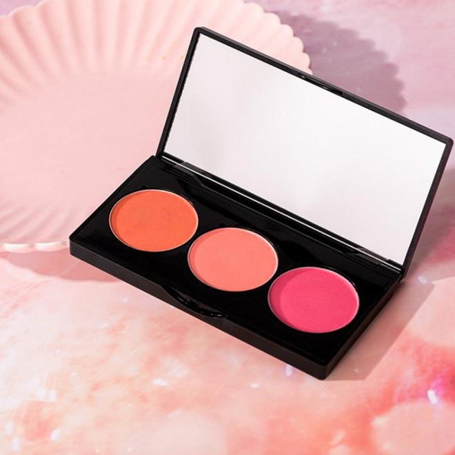 Three Color Blush Palette Compact Powder High Pigment Waterproof Blush