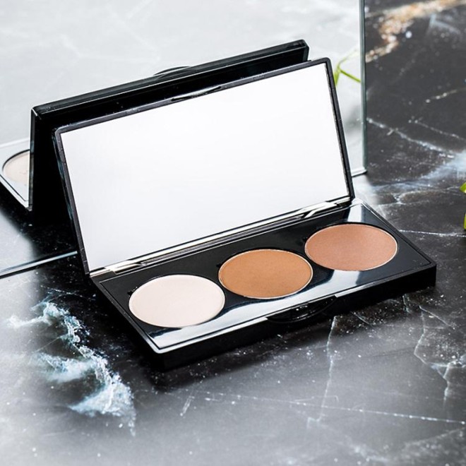 Three Color Blush Palette Compact Powder High Pigment Waterproof Blush