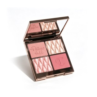 Mineral Four-Color Blush and Highlighter Palette Satin Shimmer Effect