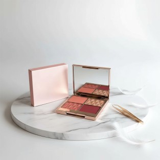 Mineral Four-Color Blush and Highlighter Palette Satin Shimmer Effect