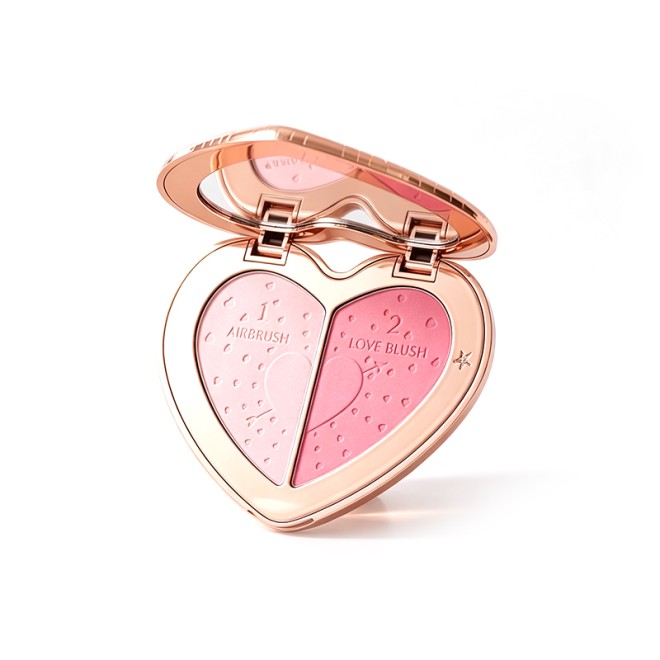 Two-Color Heart-Shaped Blush Palette Matte Waterproof Setting Blush Powder